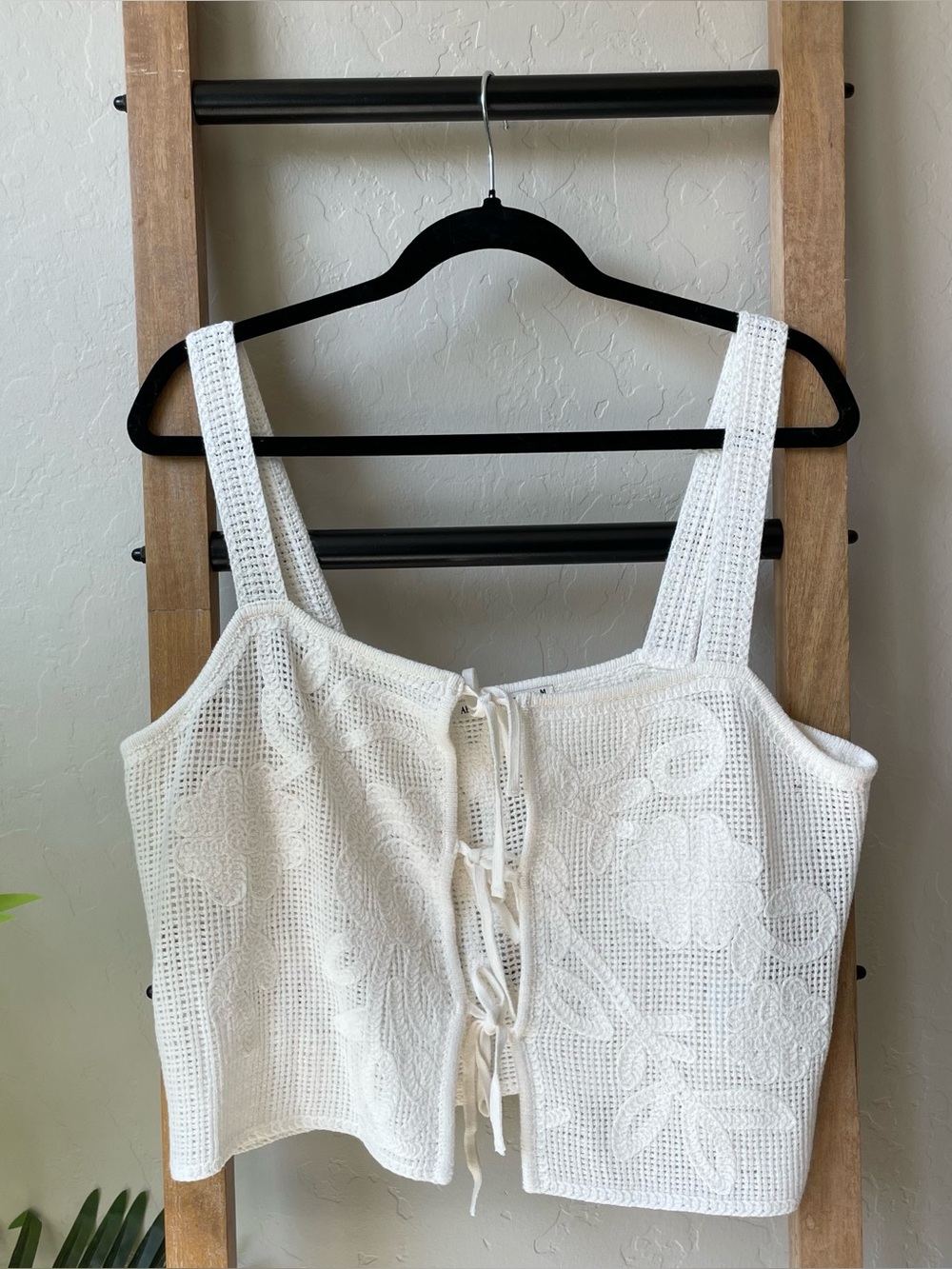 Abercrombie & Fitch White Crochet Lace-Up Crop Top